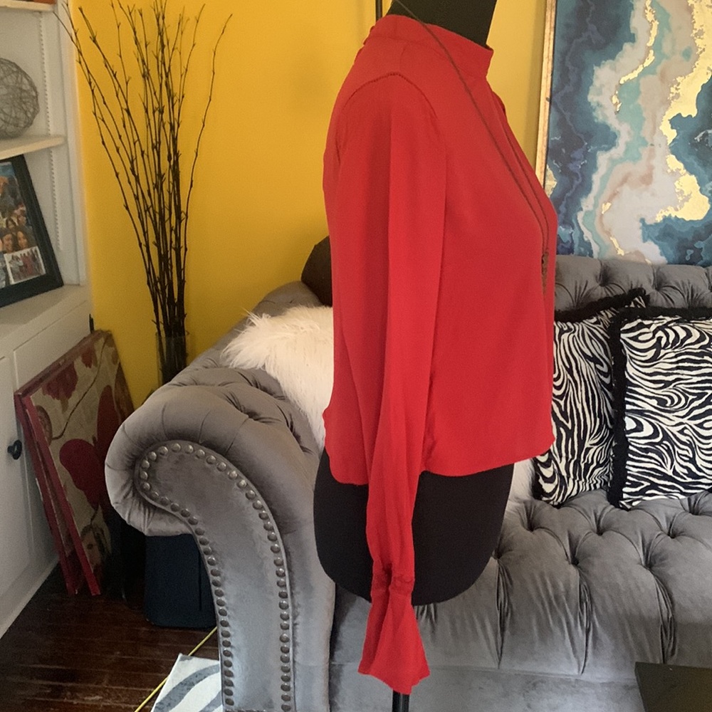 Forever 21 rust orange crop top with bell sleeves - Picture 3 of 8